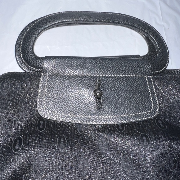 Gianfranco Lotti Firenze Handbag Black Pebbled Leather Made in Italy Purse - Picture 2 of 13
